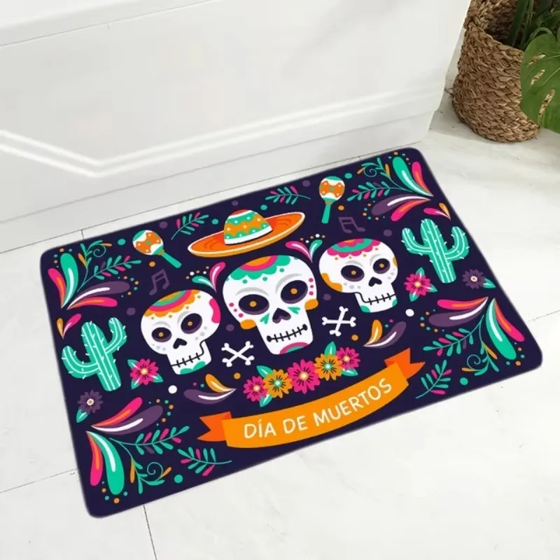 VIKAMA Halloween Pumpkin Orange Door Mat Soft Warm Machine Washable Entryway Non Slip Backing Home Organization Home Decor