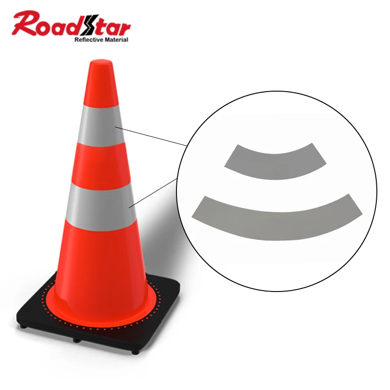 Roadstar Traffic Cone Reflective Sticker High Visibility Self-Adhesive Reflector for Road Traffic Cone 1Set=2Pcs