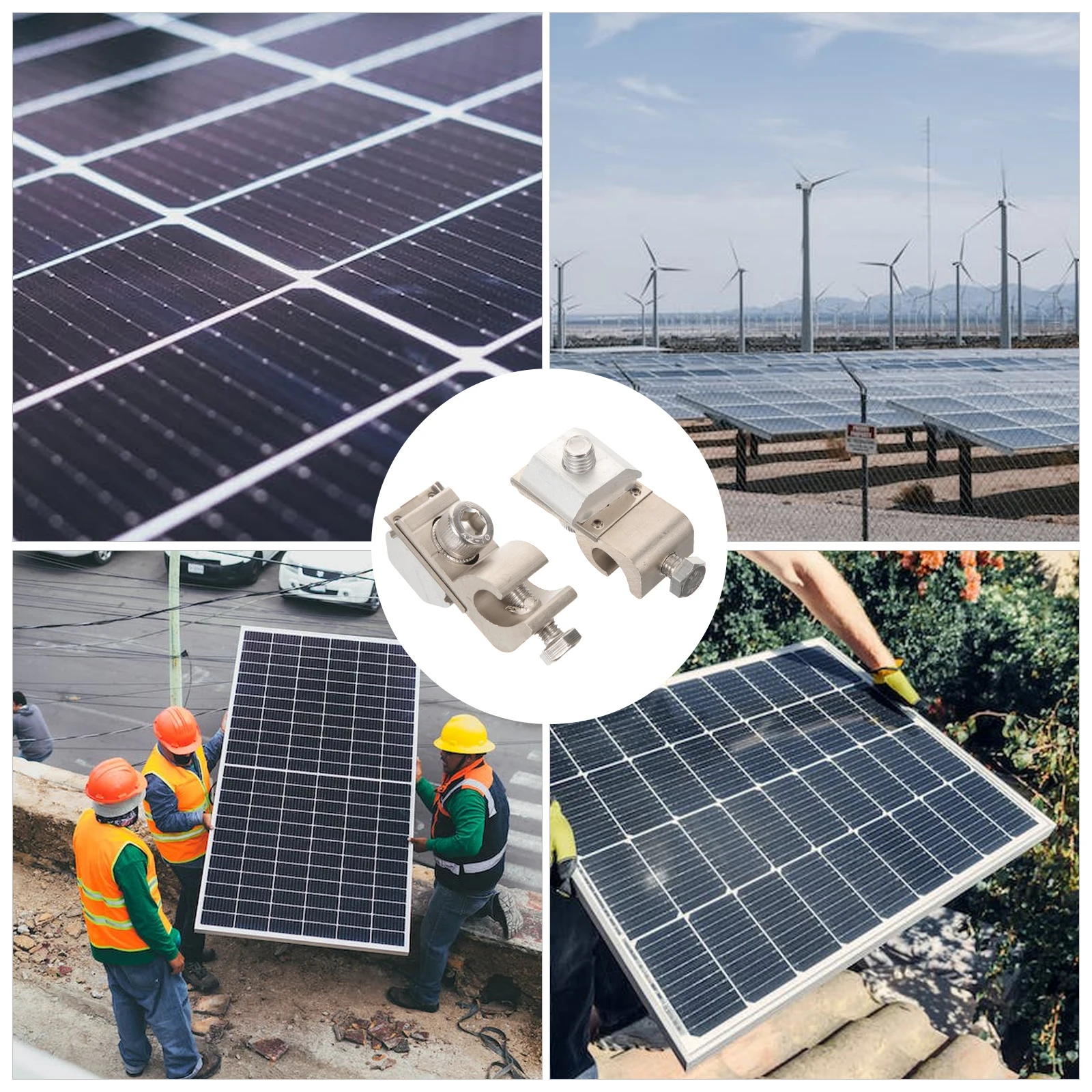 

2pcs Solar Panel Grounding Clip Cable Holder M6 Hexagonal Ground Lug for Photovoltaic Systems Home Industrial Electrical