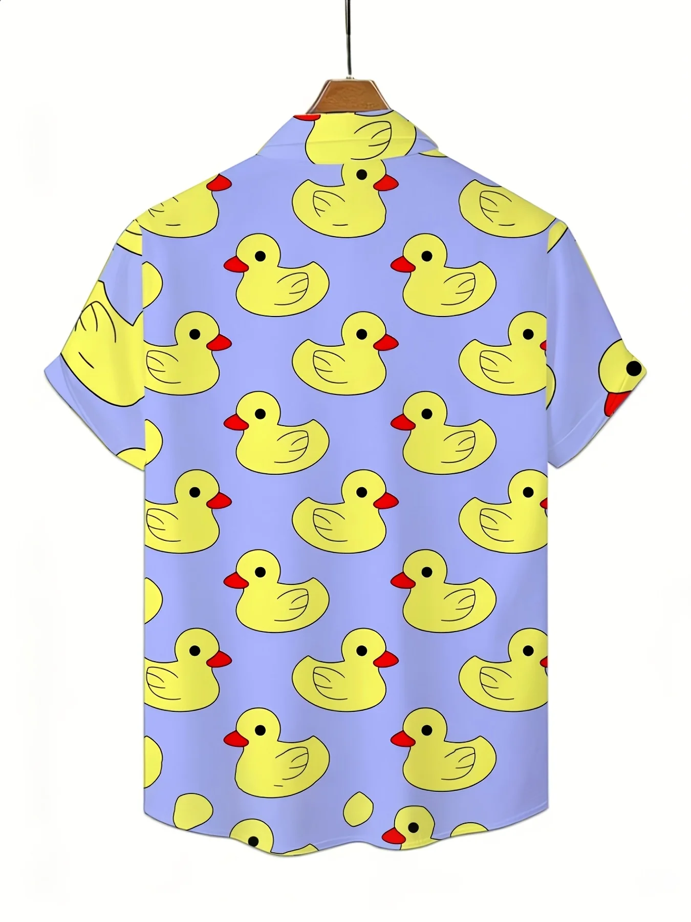 Men's Shirt Cartoon Yellow Rubber Duck All Over Print Short Sleeve Lapel Loose Summer Beach Casual Daily Mens Clothing