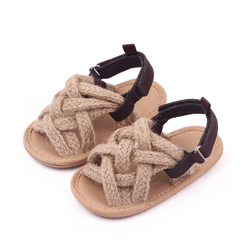 Sandales de marque pour bébés, chaussures d'été pour garçons et filles, pour 1 an, articles pour tout-petits, à la mode, avec ficelle, accessoires pour nouveau-nés