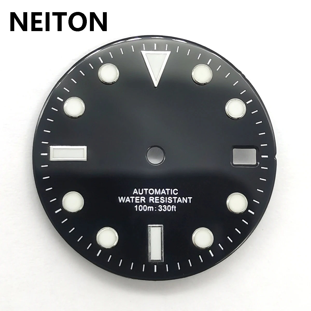 NEITON 29mm black green blue red orange watch dial luminous 9 o\'clock date fit NH35 movement