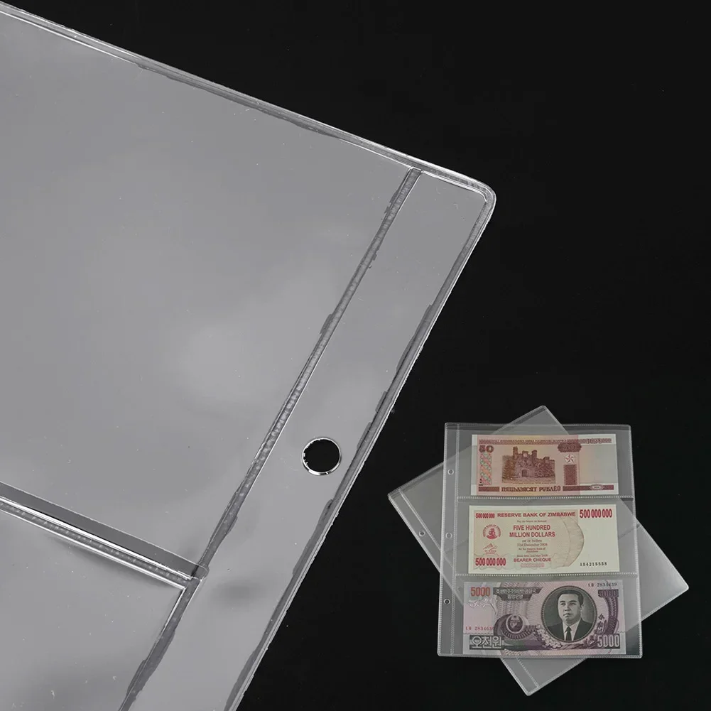 10Pcs Paper Money Album Accessories Accessory Banknotes Binder Currency Folders Holder PVC Portable Sheet Sleeves