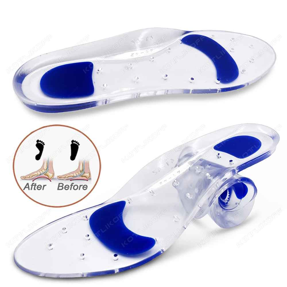 2/4 PCS Silicone Gel Medical Flat Foot Insoles For Shoes Men Women Arch Support Plantar Fasciitis Relief Foot Health Shoe Pads