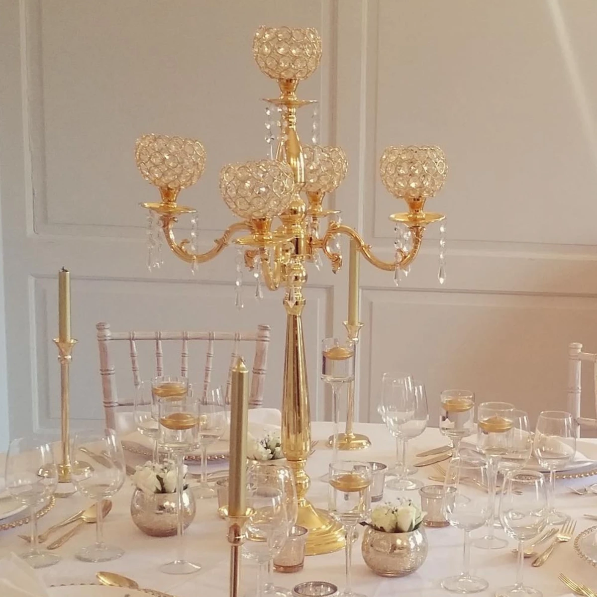 

4pcs /12pcs 60cm/100cm)Tall Candle Holders For Weddings Gold Silver Diamond Crystal Chandelier Candlestick Wedding Centerpieces