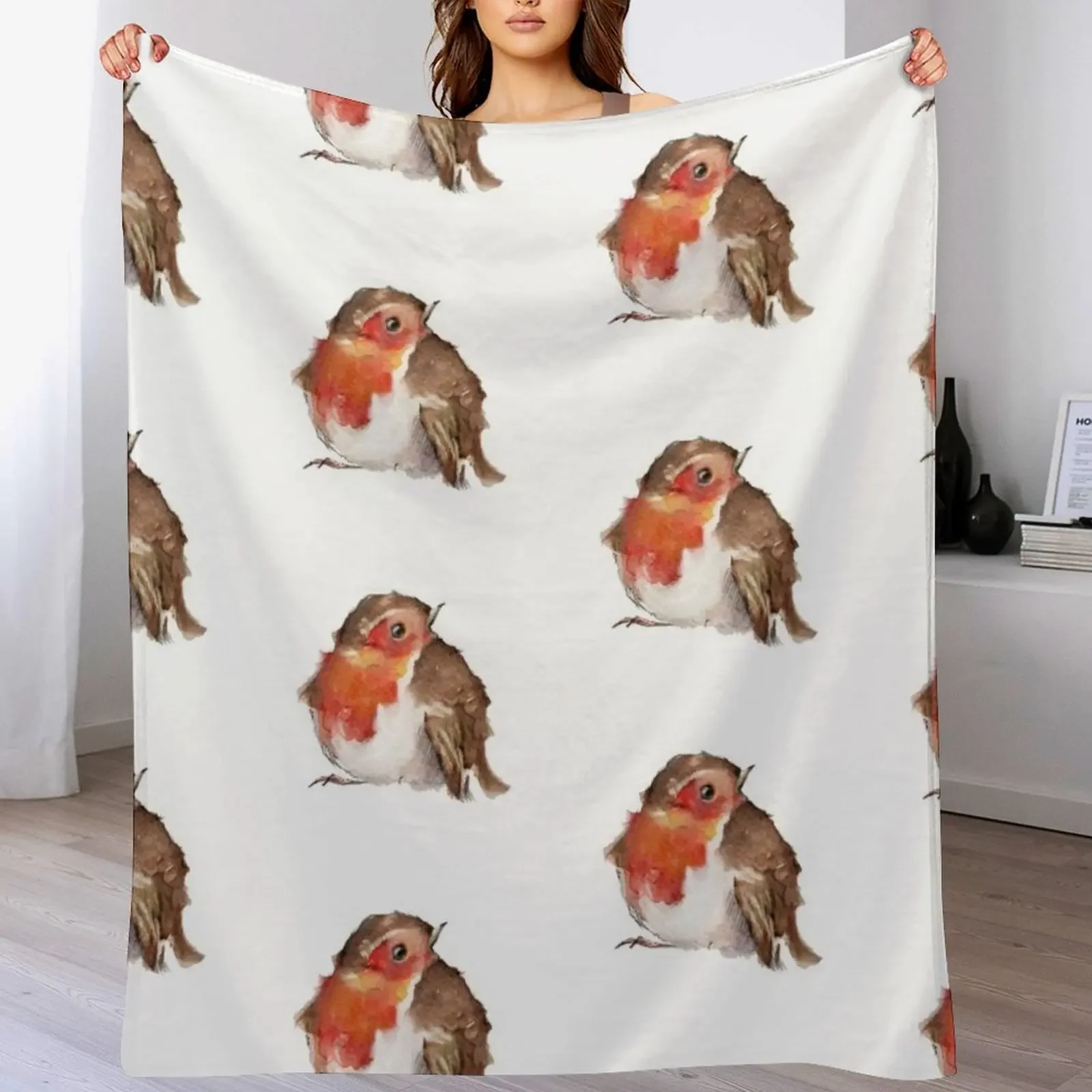 

Robin Watercolour Throw Blanket manga Designers Quilt Soft Beds Blankets