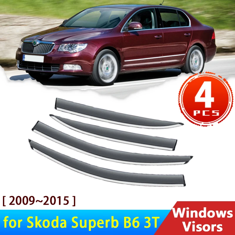 

Deflectors for Skoda Superb B6 3T 2 II 2009~2015 2013 Accessories Car Side Window Visor Rain Eyebrow Windshield Protective Cover