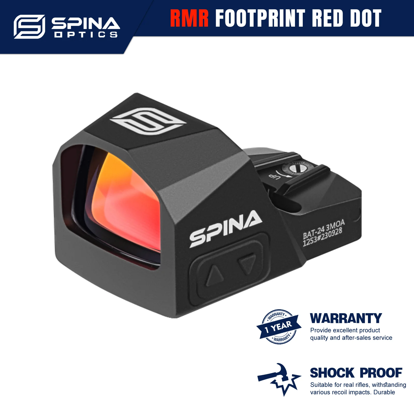 

SPINA OPTICS Red Dot Sight RMR SRO 3MOA Open Design HS 407C/507C Glock Pistol Red Dot 20mm Rifle Red Dot Sight 9mm .308 12GA etc