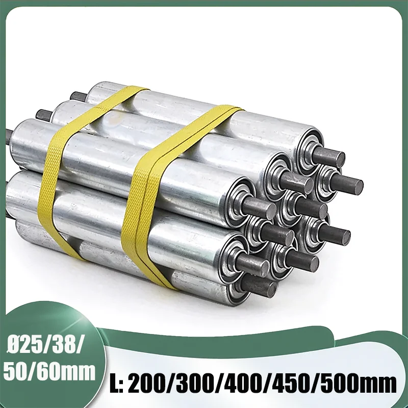 1Pcs Galvanized Gravity Roller Conveyor Dia 25mm 38mm 50mm 60mm Total Length 200 300 400 450 500mm