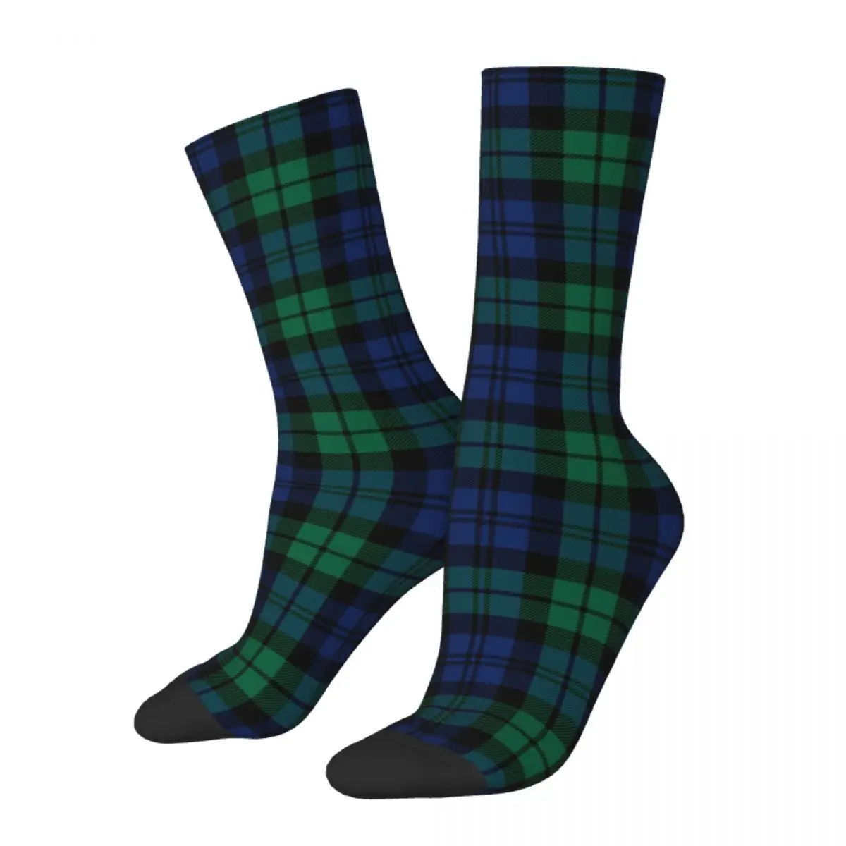 Rustic Green And Blue Black Watch Plaid Holiday Socks Men Women Funny Happy Socks Summer Autumn Winter Middle Tube Socks Gifts