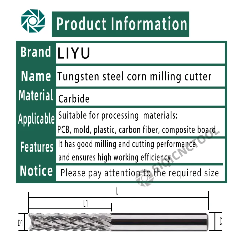 LIYU Solid Carbide Corn End mill Milling Cutter Bits D0.8 1.0 1.6 1.8 2.4 3.1 PCB End Mill CNC Cutting Milling Tools