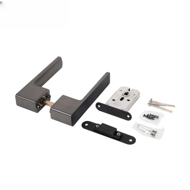 

Indoor zinc alloy black and white handle ecological door lock copper wire drawing gun gray light luxury classic silent handle