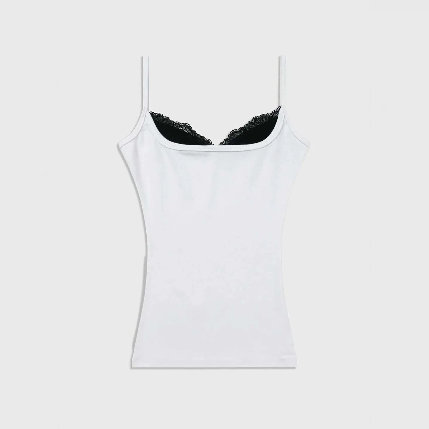 Y2K Hot Girl Einfarbiges Tanktop mit dünnen Trägern, seitlicher Spitzenverzierung, eng anliegend, ärmellos, lässiges Street-Style-Top. – Detail 5