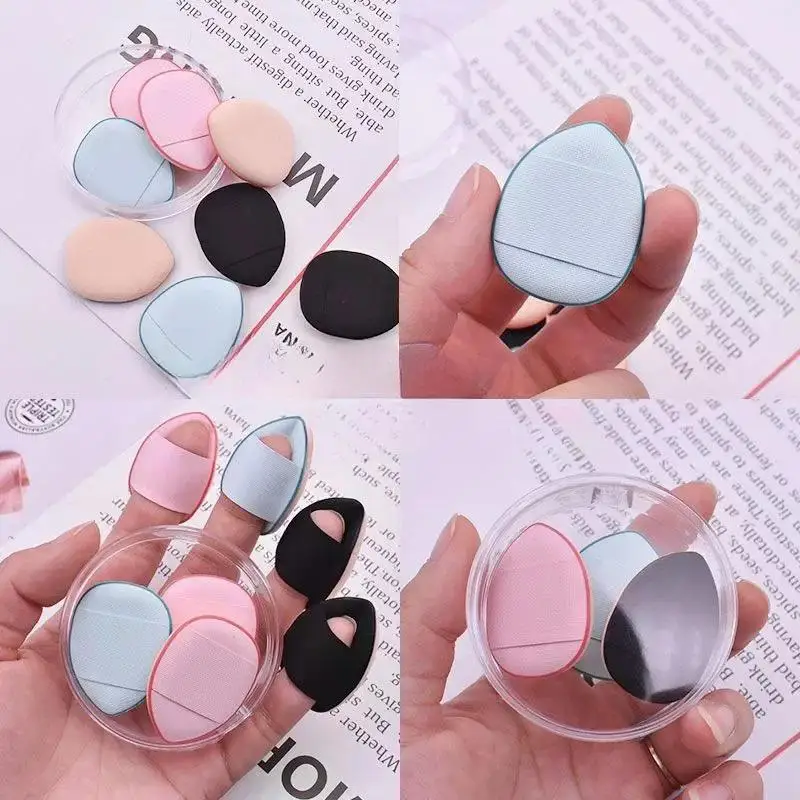 Thumb Mini Cushion Powder Puff Finger Cover Water Drop Sponge Dry Wet Concealer Foundation Makeup Sponge  Beauty Accessories ins