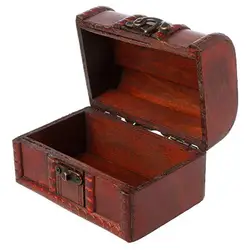 1pc Wooden Box Small Treasure Rustic Vintage Handmade Chest Multifunction Storage Box Case with Lid Jewellery Storage Container