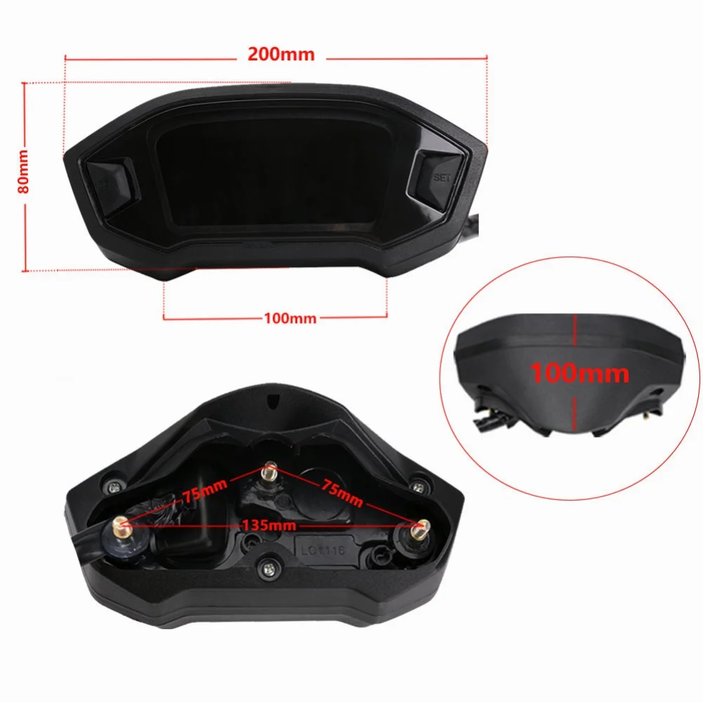 DC 8-12V Digital Odometer LCD Display Smart RPM Gauge LCD Instrument Cluster HD VA Panel Speedometer Odometer For Motorcycles