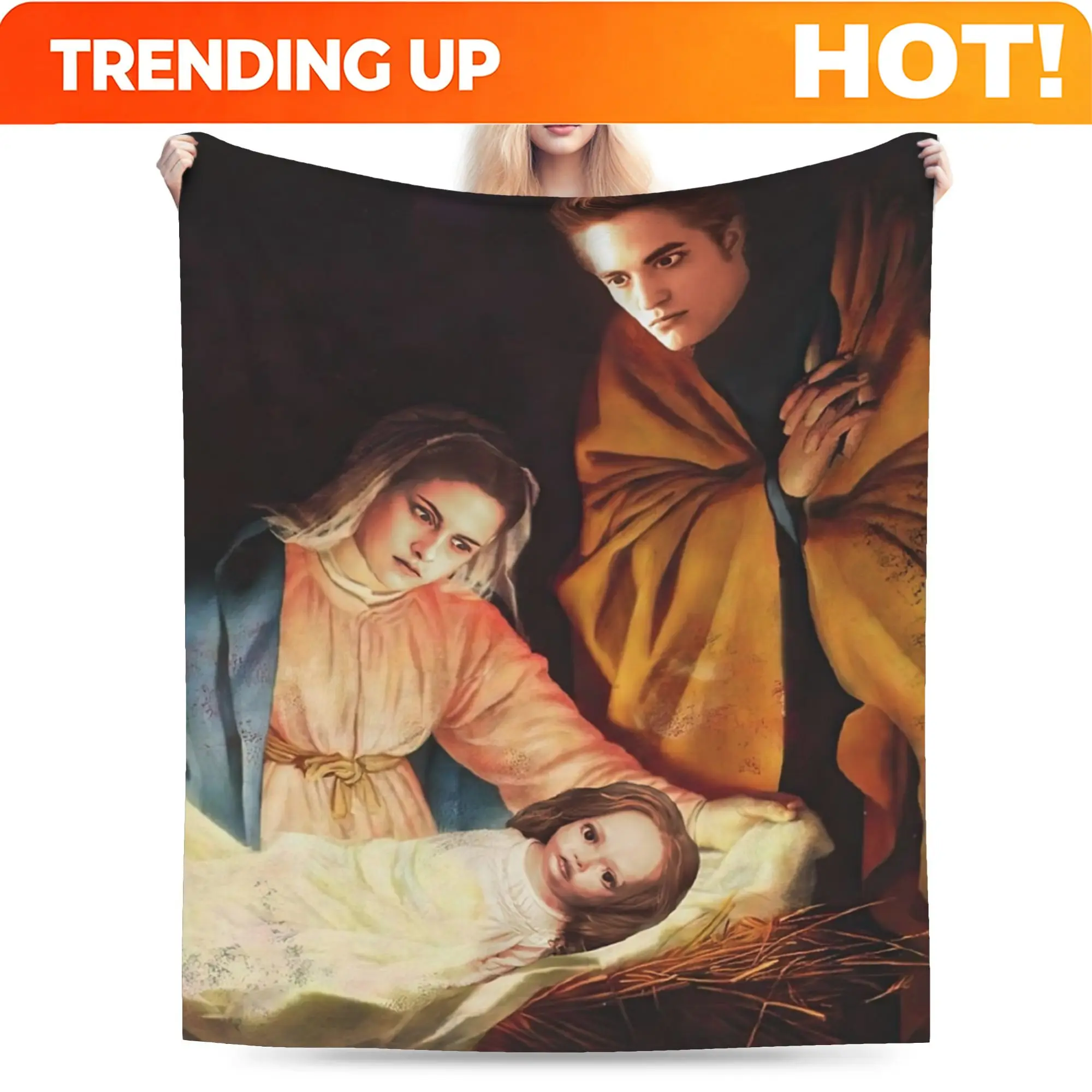 Customize Twilight Bella and Edward Blankets Flannel Robert Pattinson Breathable Warm Throw Blankets for Sofa Travel Bedding Thr