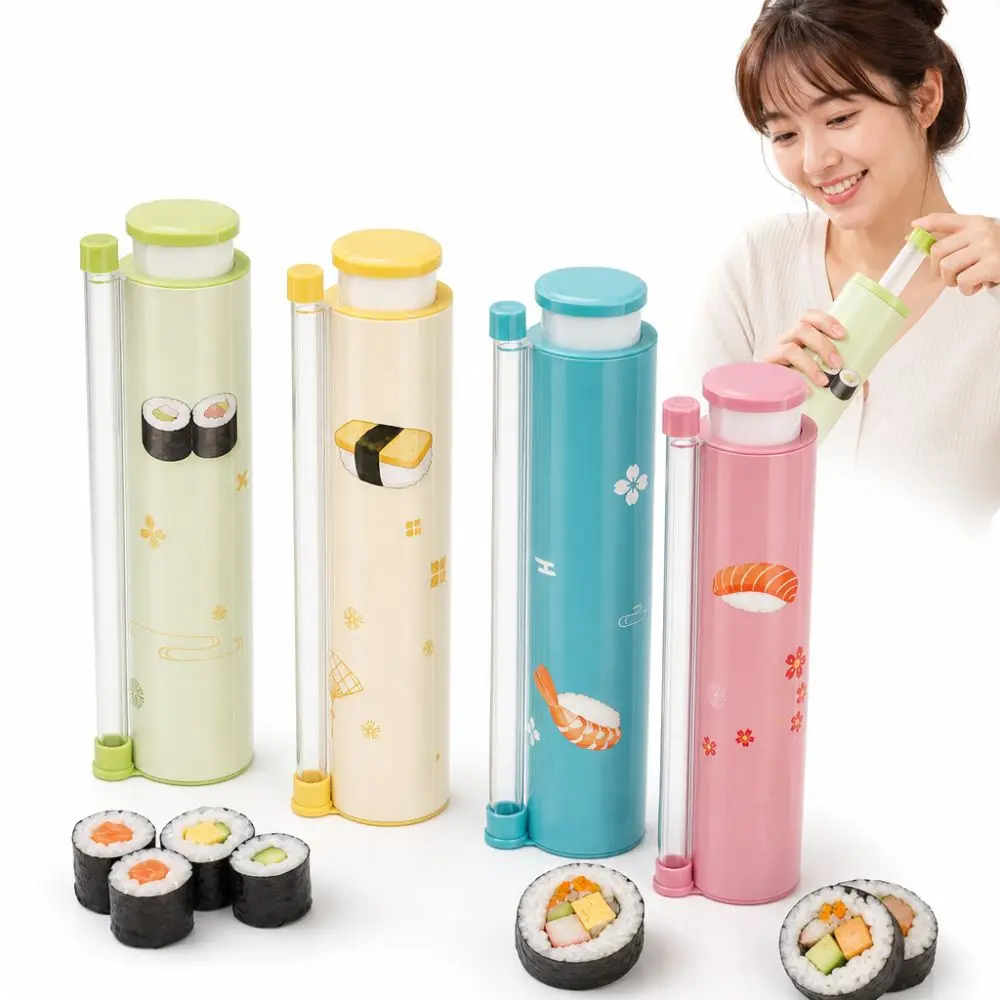

Food Grade Sushi Push Box Sealed with Lid & Push Rod Sushi Packaging Box Thickened Sushi Storage Paper Bucket