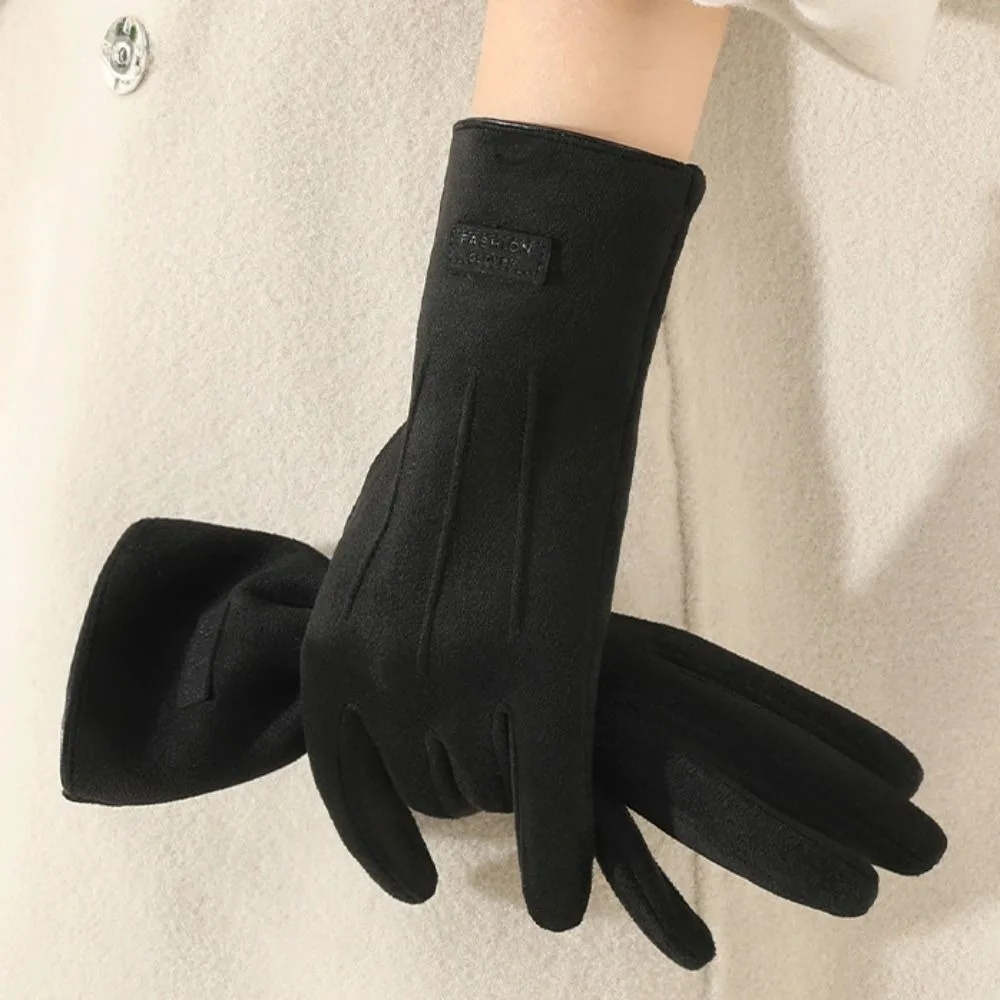

Gift Velvet Winter Cycling Gloves Thick Windproof Women Mittens Korean Style Touch Screen Suede Gloves Autumn
