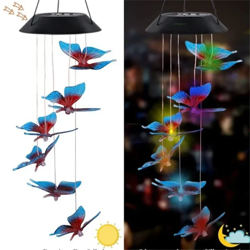 Imagem -06 - Colibri Solar Wind Chime Led Light Lanterna Solar ao ar Livre Impermeável Mudança Automática de Cor Home Garden Gift Natal