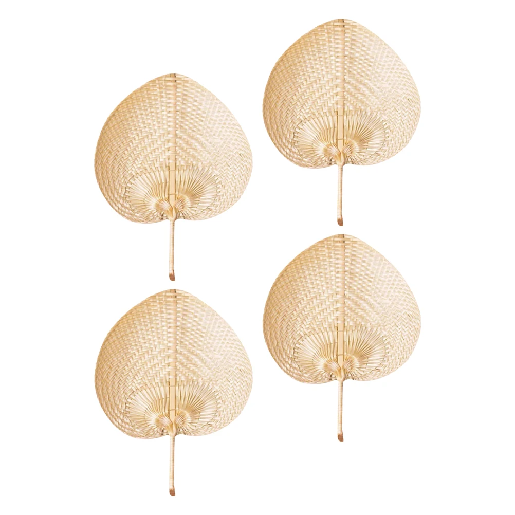 

4pcs Bamboo Handheld Fans Woven Craft Chinese Style Summer Cooling Portable Decorative Manual Beach Adult Fans