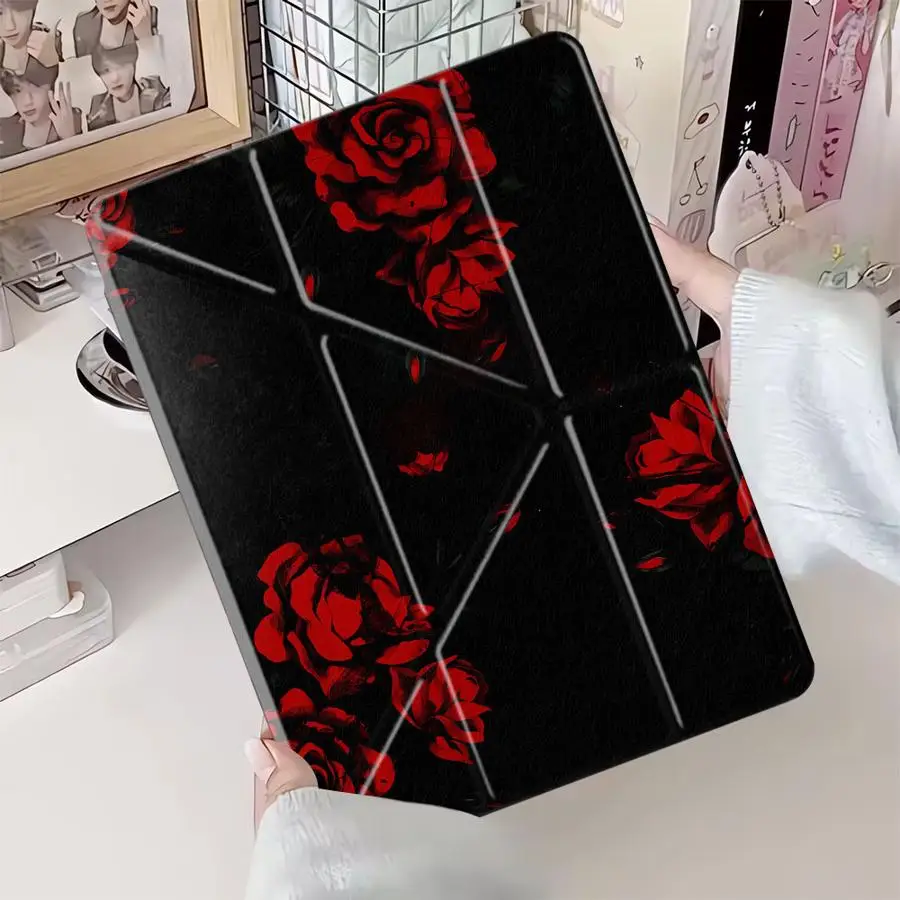 Red Rose Tablet Case For iPad Pro 2025 Mini 6 7 Pro 11th 10th 9th 8th 7th 12.9inch Air 4 5 M3 M2 M4 11inch Holder Cover