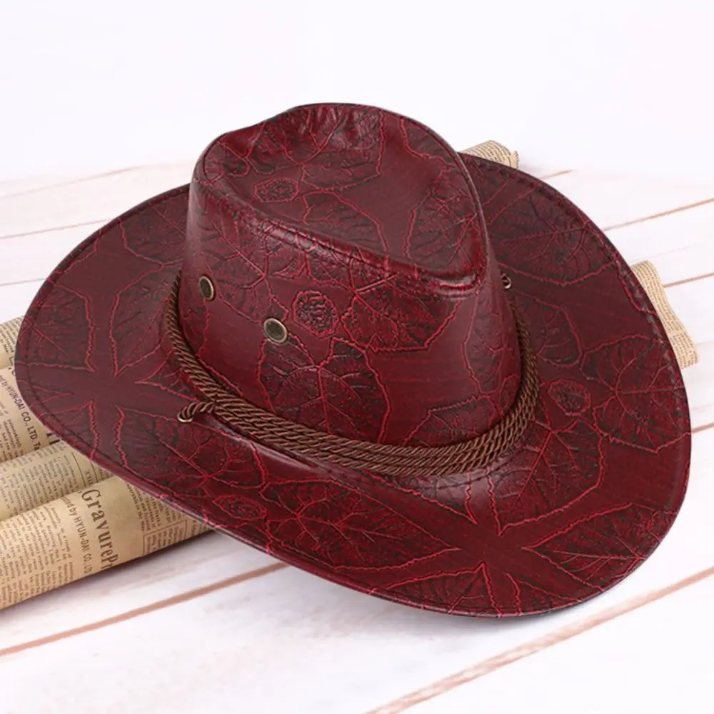 Cowboy Knight Hat Western Sun Hats Women Men Leather Caps Gentleman Jazz Vintage Cap Large Grassland Summer Autumn Visors