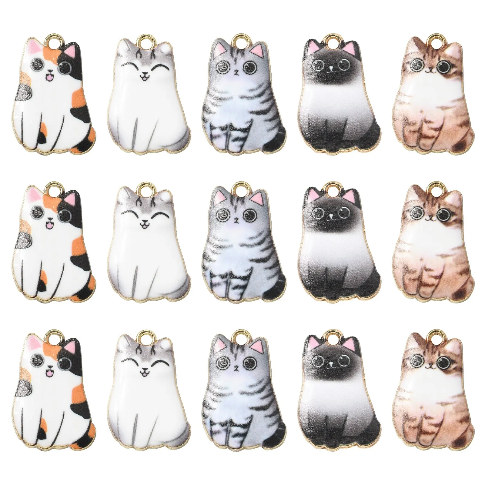 

30Pcs 5 Styles Enamel Cat Charms Flower Painted Animal Cat Pet Charms Lovely Kitten Charms for Jewelry Making Crafting DIY