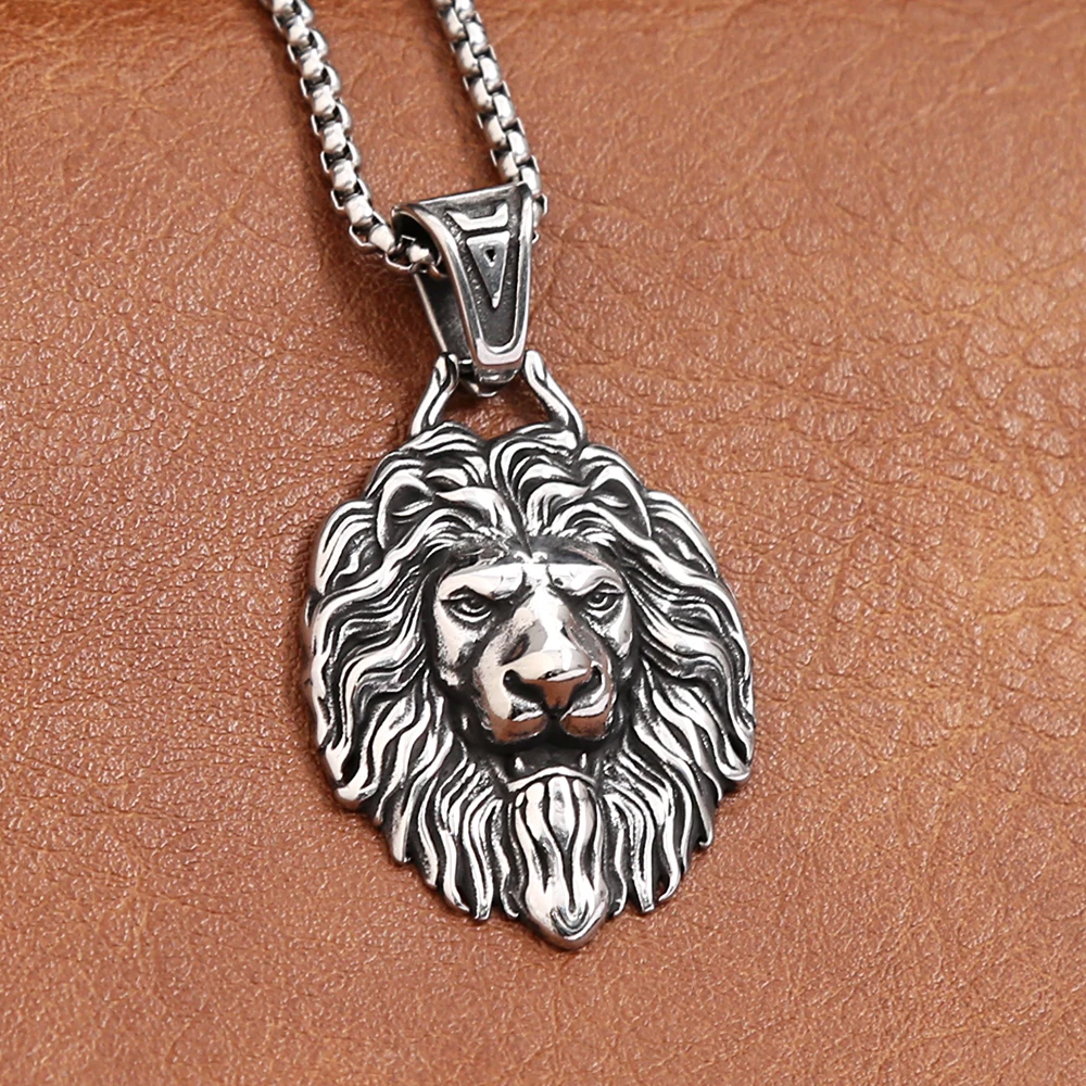 فاسق خمر الأسد رئيس قلادة قلادة للرجال بنين القوطية 316L الفولاذ المقاوم للصدأ الحيوان القلائد خاتم هدايا مجوهرات أنيقة بالجملة #3