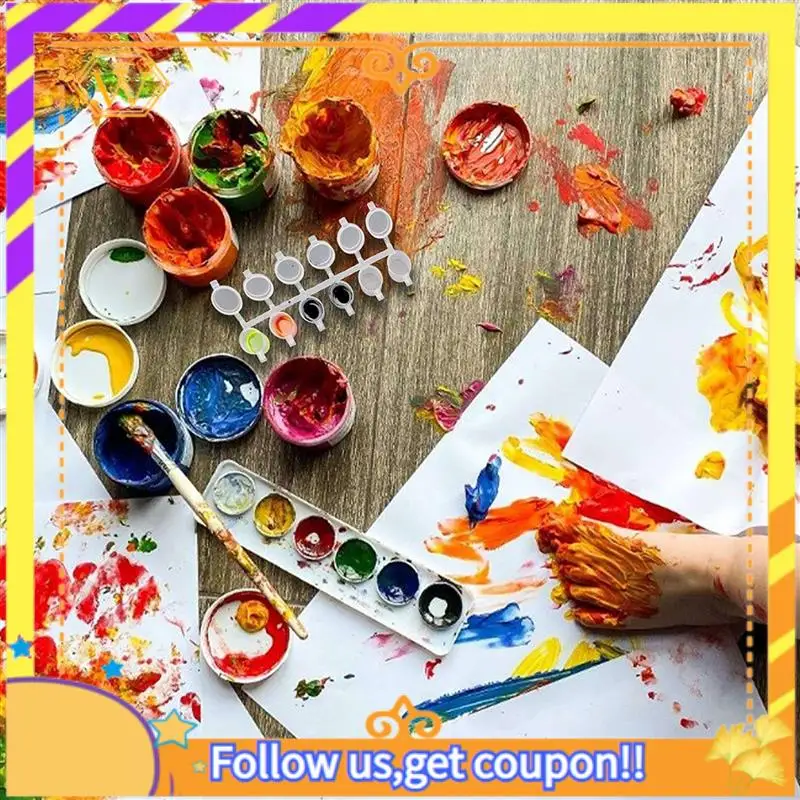 Latest-5 Strips 30 Pots Empty Paint Strips Paint Cup Pots, 10Ml/ 0.35Oz Mini Paint Pot Strips Clear Plastic Storage Containers