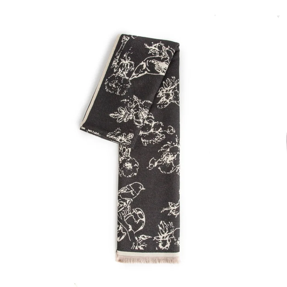 

Flower Printed Scarf Imitation Cashmere Thick Blanket Cashmere Tassel Scarves Warm Korean Style Scarves Large Shawl Women/Men