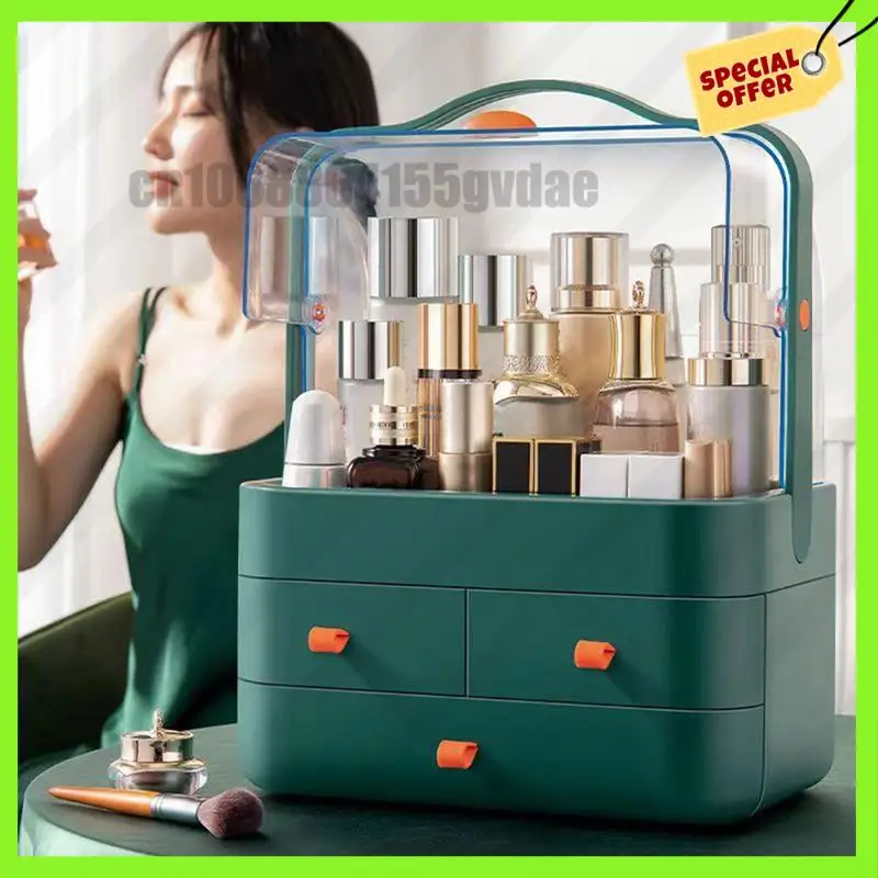 

-A61K 1 шт. пыленепроницаемый органайзер для макияжа, коробка для приема косметики, настольный ящик с ящиком для средств по уходу за кожей, бытовой ящик для хранения