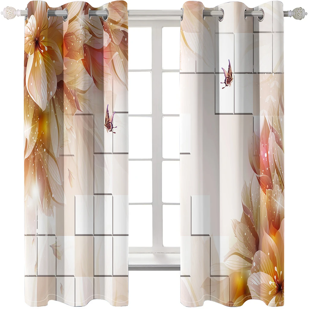 Photo 3D Curtains for Living Room Window brown lily curtains 3D Curtains for Living Room Bedding Room Hotel