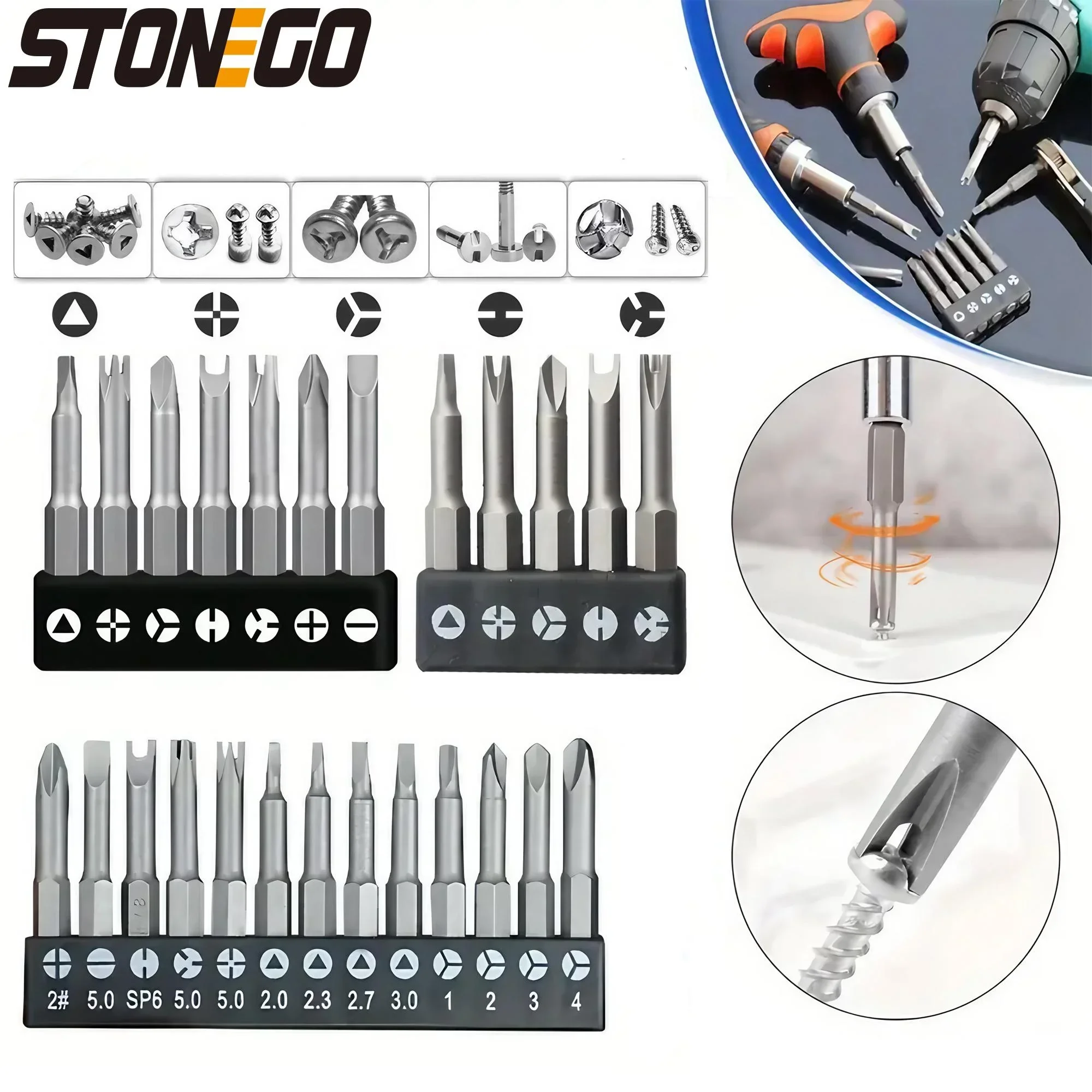 STONEGO 13/7/5Pcs  50mm Specialty Screwdriver Bit Set Y-Type Triangle Cross 3-Point Screwdriver Tool Accessories