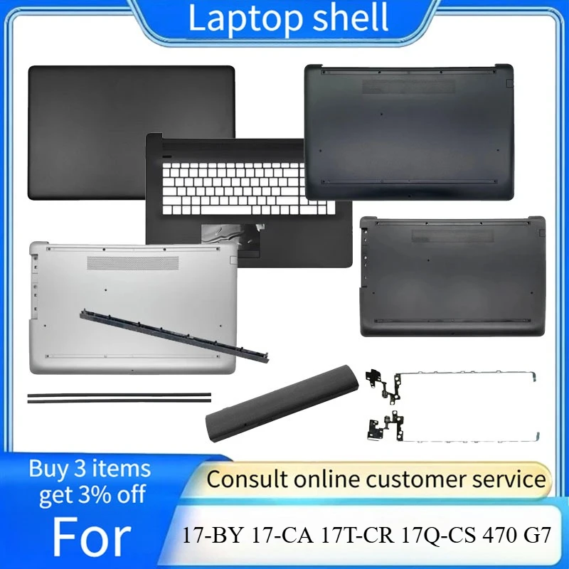 LCD Back Cover Laptop Top Palmrest Bottom Case Silver Black L22508-001 L22515-001 NEW For HP 17-BY 17-CA 17T-CR 17Q-CS 470 G7