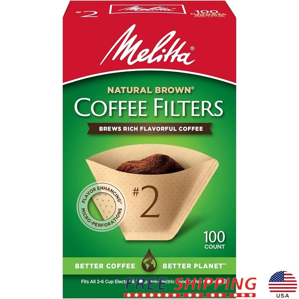 

Unbleached Natural Brown Cone Coffee Filters 300 Count Disposable Microfine Perforations Superior Quality Compostable Perfect