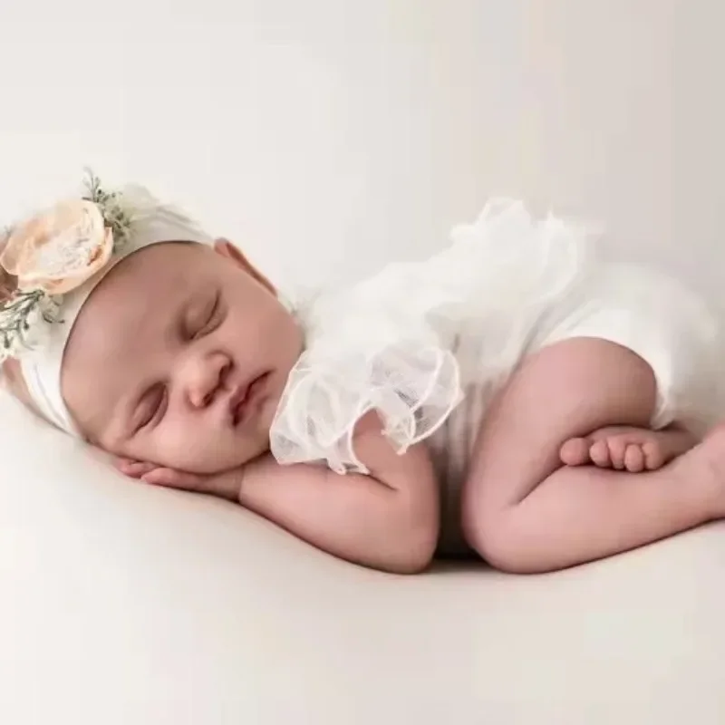 Newborn Clothes Lace White New born Princess Romper Photography Outfits Baby Girl Photo Shooting Clothes