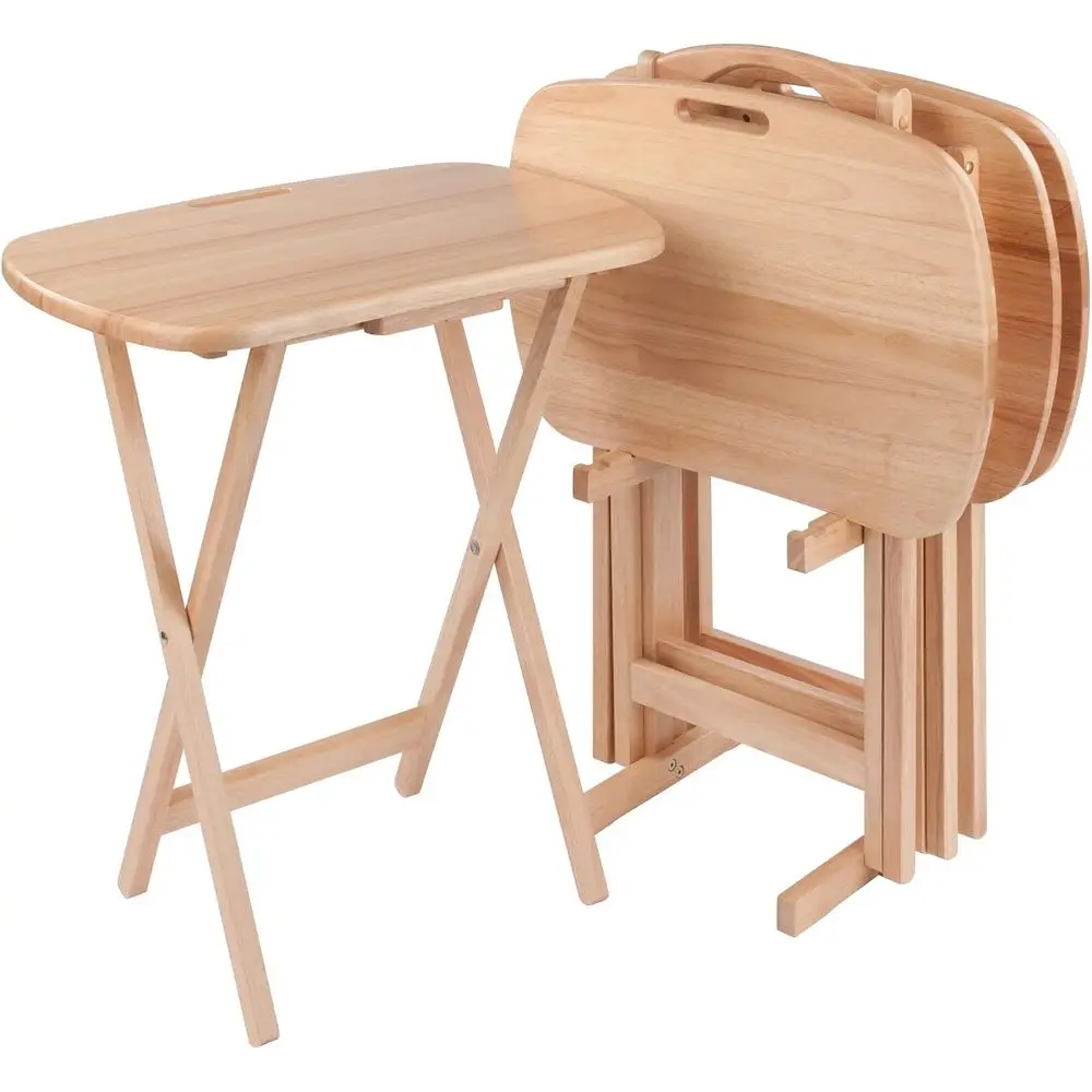 

Lucca Set o 4 oldable Snack Tables with Storage Rack, Easy to Store Portable old Up Table Set or Kitchen, Living Room TV Dining,