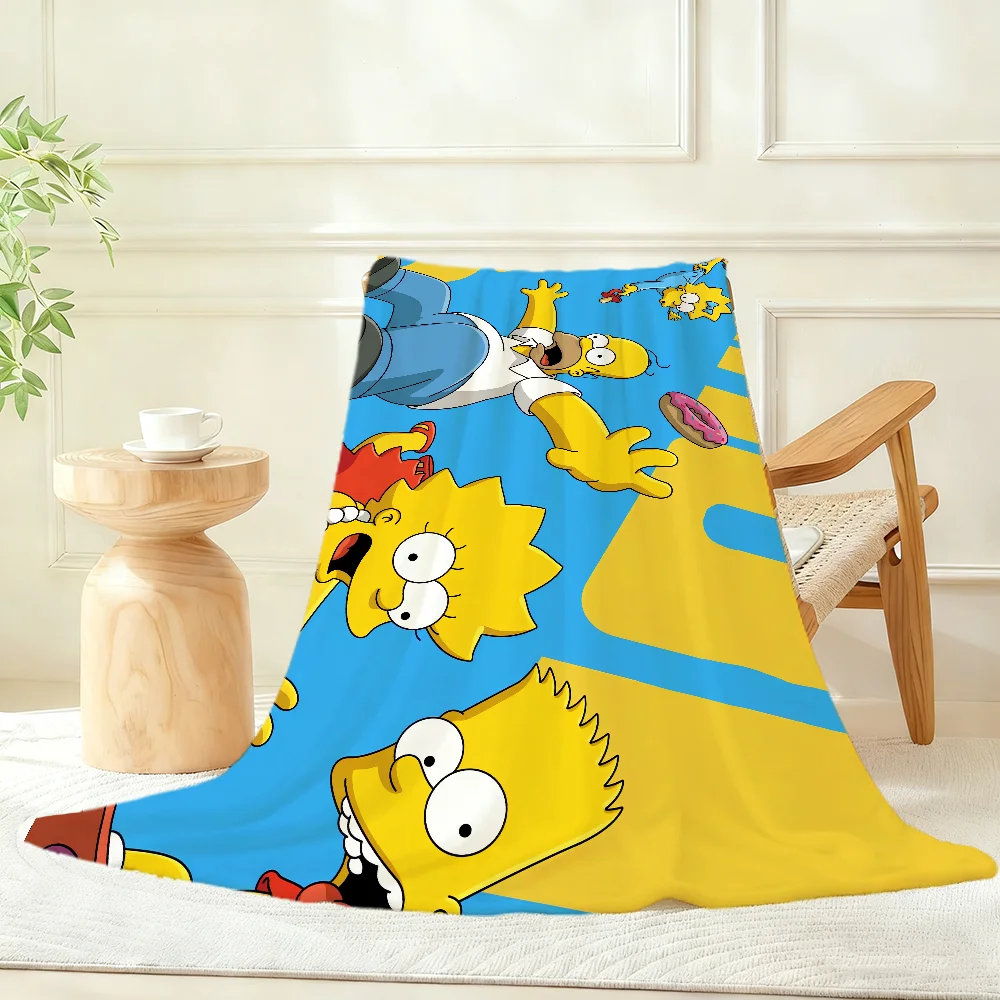 The S-Simpsons-S Cute Anime Blanket Throw Super Cosy Plush Living Room Sofa Couch Childish Birthday Gifts