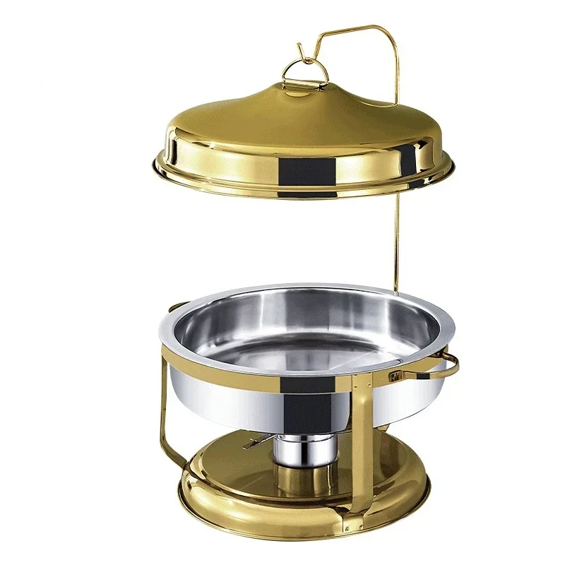 Latest 6 Liters Stainless Steel Hanging Catering Buffet Luxury Food Warmer Gold Chaffing Dishes