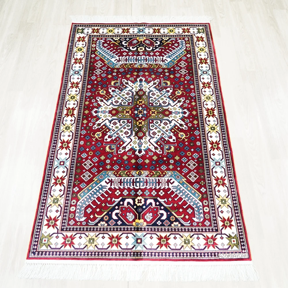 91x152cm Handmade Silk Tribal Carpet Azerbaijan Style Home Decor Indoor Rug (BL145)