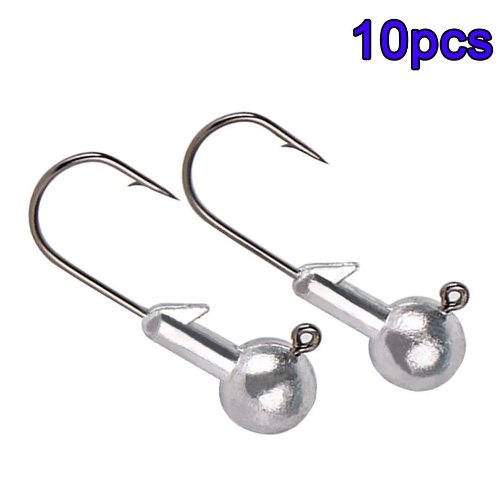 

10pcs Fishing Jig Hooks 3.5g 5g 7g 10g 14g Round Ball Head Fishing Hook For Soft Lures Crank Jig Heads Barbed Fishhooks