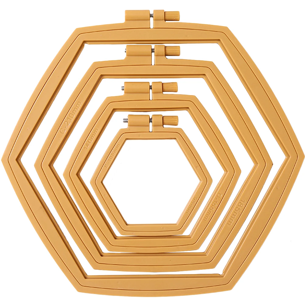 

4pcs Cross Stitch Embroidery Accessories Hexagon Hoops Adjustable Tools Reusable Craft Sewing Oval Hoop Round Rings ABS Plastic