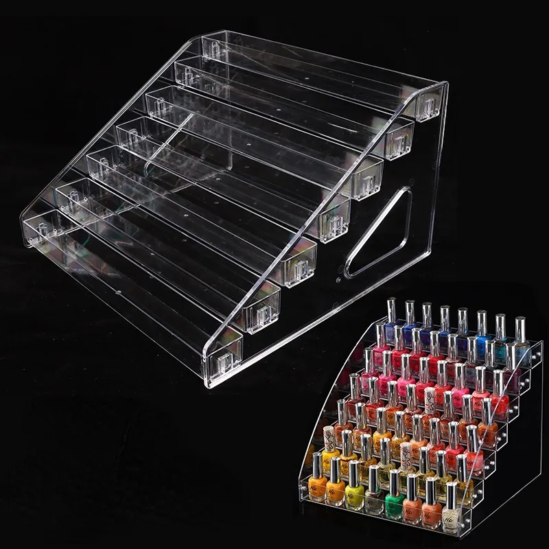 3/4/5/6/7 Layers Acrylic Nail Polish Display Rack Transparent Cosmetic Organizer Multi-layer Simple Mounting Rack Stand Holder