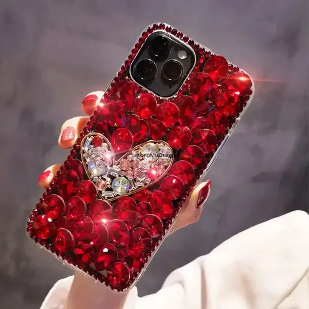 Glitter amor coração moda feminina strass caso personalizado para motorola e7 power e6 e13 e20 e30 e40 e22 e32 e32s g10 g20 g30 50 g31