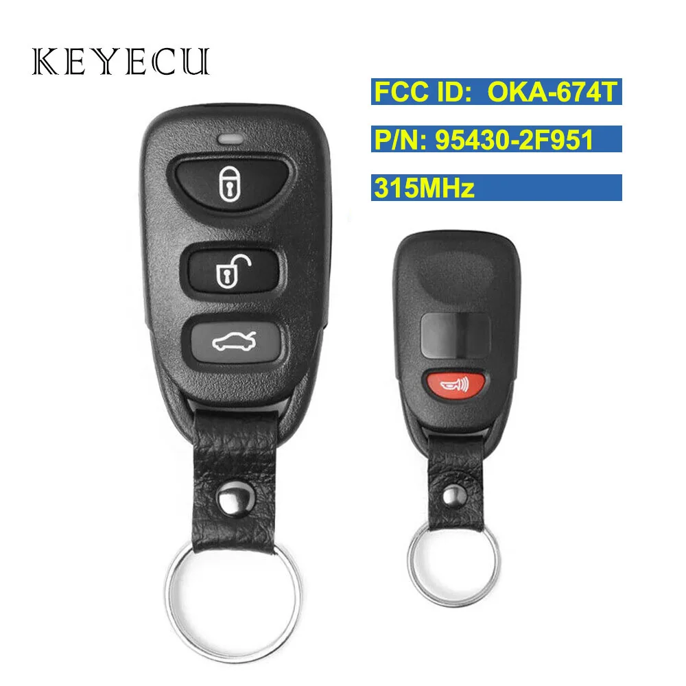 Keyecu Remote Transmitter Car Key Fob 4 Buttons 315MHz for Kia Spectra 5 2007 2008 2009 FCC: OSLOKA-674T, P/N: 95430-2F951