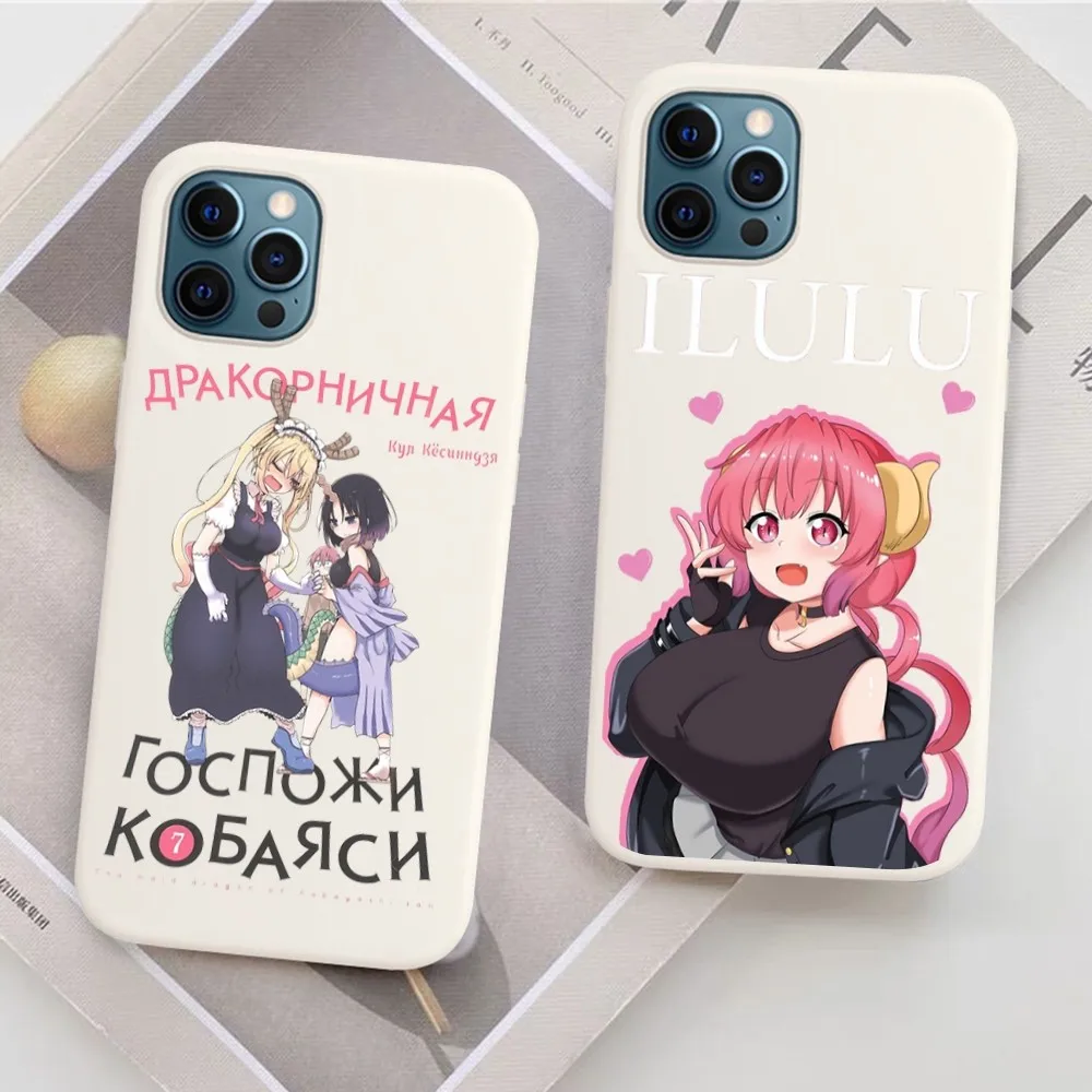 Miss Kobayashi's Dragon Maid Phone Case for iPhone 14 11 12 13 Mini Pro Xs Max 8 7 6 6S Plus X XR Solid Candy Color Case