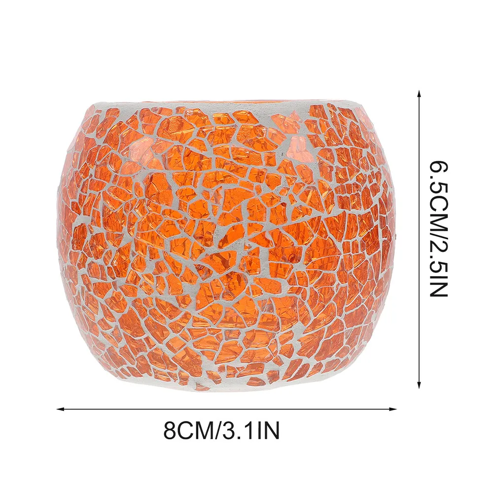 2Pcs Glass Tealight Holders Mosaic Design Romantic Table Centerpiece for Living Room Bedroom Yoga Studio Wedding Party