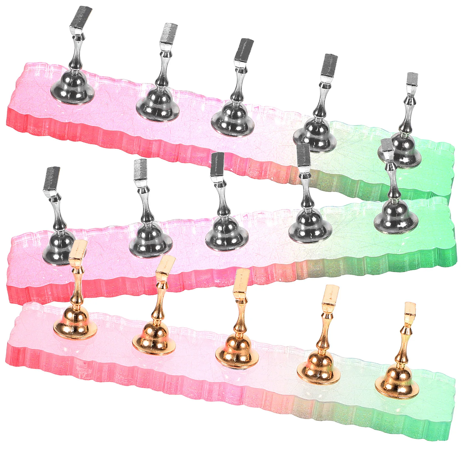 

3Sets Nail Art Fake Nails Holder Polished Surface Practice Manicure Stand for Press on Display Travel Friendly