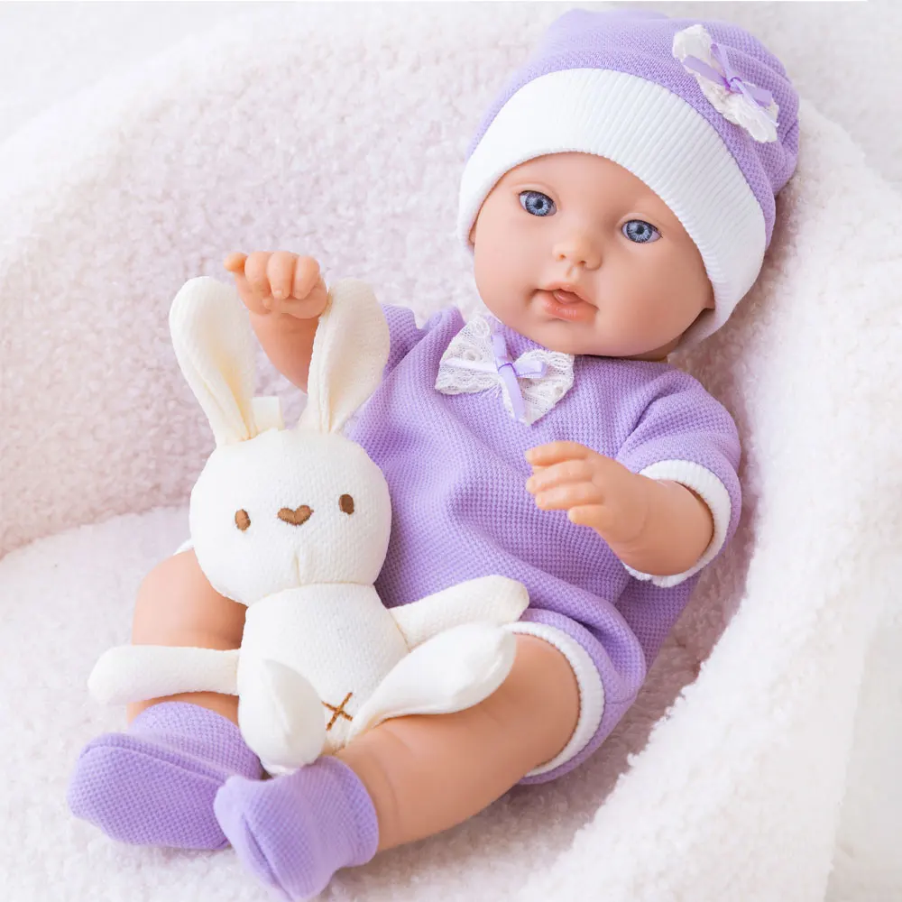 

12inch New Reborn Doll Realistic Girl Bebe Baby Doll With Fashion Clothes Rabbit Toy Full Vinyl Doll Children's Gift